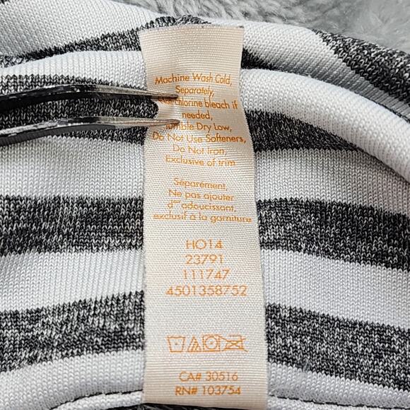 Lucy Top Womens L Gray White Striped Half Zip Pullover Thumbholes Long Sleeves - Picture 6 of 9